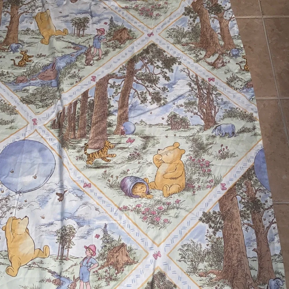 RARE Vintage Winnie the Pooh Shower Curtain Piglet Roo Eeyore Christopher Robin